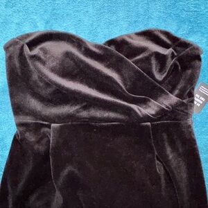 Express Strapless Black Velvet Midi Dress